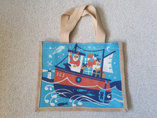 SANTA ON A BOAT reusable small jute shopping bag SEA SALT Christmas 2021