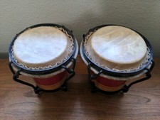 Vintage Bongo Drums Red Black