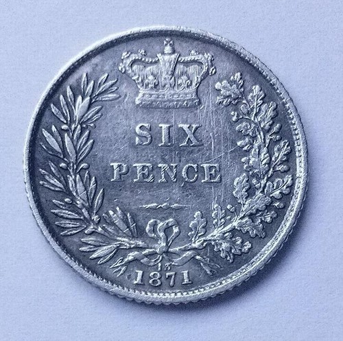1871 young head sixpence coin - head,