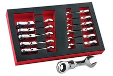 Britool Hallmark Flexi Ratchet Spanner Wrench Set, Stubby Design 8-19mm