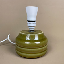 Vintage Ceramic Green Striped Lamp Bedside Table Light Vase Studio Pottery Small