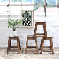 Beautiful Large Indian Wooden Stool - 4 Available