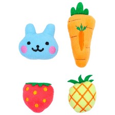 4Pcs Cat Toys Fruits Cartoon Shaped Pet Plush Chew Bite Interactive Toy