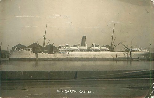 Postcard garth castle - castle, ship