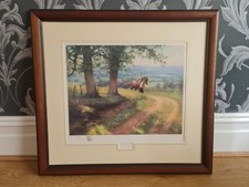 A Signed Limited Edition Print By Tony Sheath 'Crest Of The Hill' Shire Horse