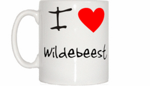 Love heart wildebeest mug - love,