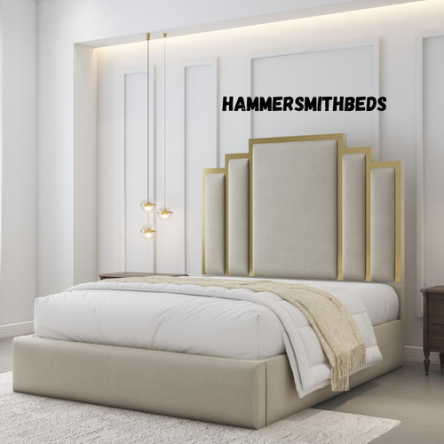 Golden plated crown panel bed - panel,