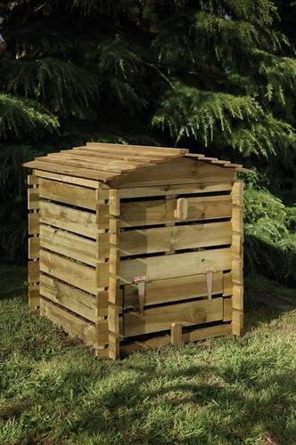Wooden garden compost bin - compost,