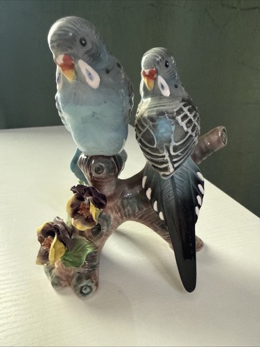 Vtg porcelain blue parakeet - vtg,