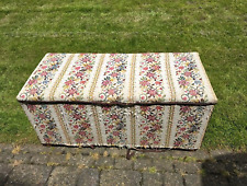Vintage Storage Chest Bed Front Bench Tapestry Floral Folk Cottagecore Rustic