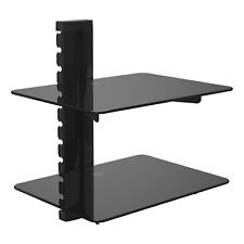 AVF AV Accessory Shelves Black  - Two Under TV Floating Glass Shelves - 10kg Max