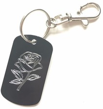 Rose Black Tag on a Keyring