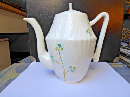 Belleek harp coffee - coffee, pot