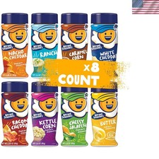 Delicious Popcorn Seasoning Variety - 8 Full-Size Jars for Flavorful Snacking