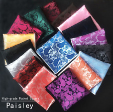 Men Paisley Jacquard Silk square Wedding pocket Hanky Handkerchief UK