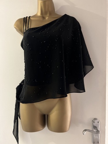 Kasike black chiffon - black, beaded