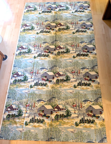 Vtg grandma moses barkcloth - grandma,