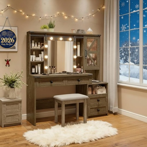 Farmhouse vanity desk - vanity, sliding