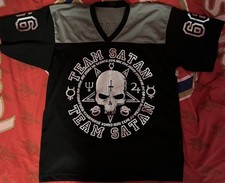 TEAM SATAN 666 EL DIABLO OMEN RARE AMERICAN FOOTBALL STYLE TOP STYLE SIZE L/XL