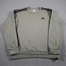 Adidas Mens Sweatshirt S Khaki Pullover Jumper Black Fleece 3-Stripes Gym Top