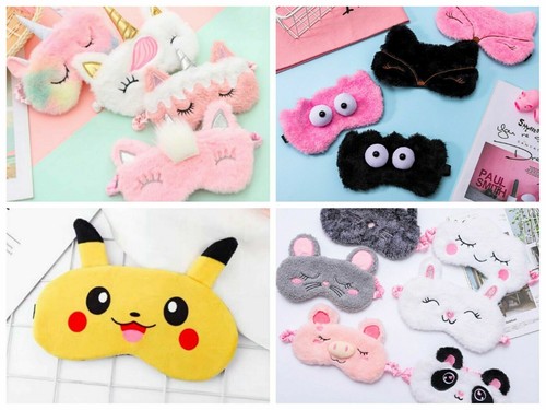 Fluffy plush eye mask travel - plush,