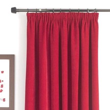 B&Q RED  WINE CLARET CHENILLE FULLY LINED CURTAINS, MADISON RED 66” X 54” #236