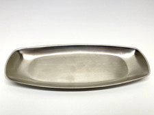 Vintage Retro MCM Stainless Steel Oval Serving Display Tray Sandwiches Bread