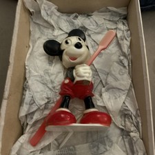 Rare Find 1930s Mickey Mouse Tooth Brush Holder With Toothbrush - Early Plastic