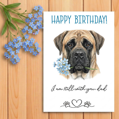 English mastiff birthday card - mastiff,