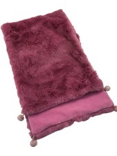 Lisbeth Dahl Pink Faux Fur Shawl Wrap with Pom Poms LD T2580 D103