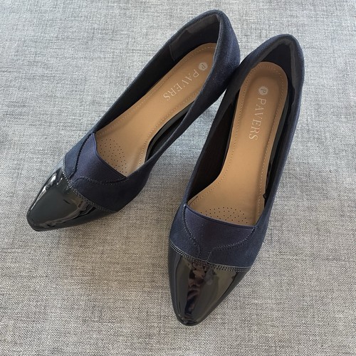 Pavers navy ladies patent - ladies,