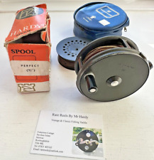 Vintage Hardy 3 5/8 Inch RHW Perfect Fly Reel with Line Guide Spool & Silk Lines