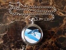 STAR TREK ENTERPRISE 1701 IN ORBIT CHROME POCKET WATCH WITH CHAIN