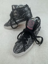 Superdry Urban High Top Trainers UK5 Black Glitter Faux Fur Lined Winter Shoes