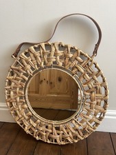 Water Hyacinth Mirror Hanging Natural Round 46cm Boho Home Decor