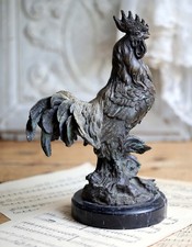 Antique Bronze Cockerel Statue