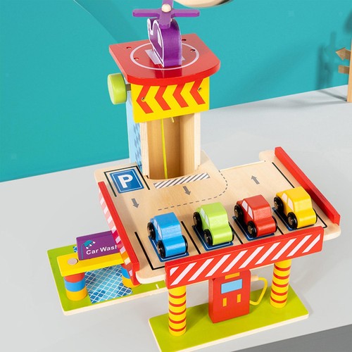 Wooden parking garage - parking, playset