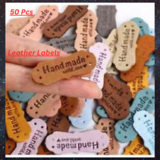 Leather Labels Handmade with Love Clothing  Embossed Crochet Tags