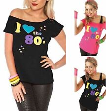Ladies Women's Girls I Love the 80s Fancy Dress Hen Party Retro T-Shirt Top 8-26