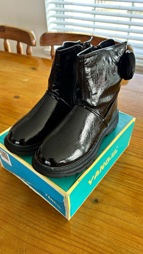 Girls black patent - black,