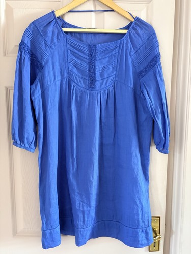 Blue smock tunictop lace - smock,