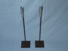 CANDLESTICK HOLDERS PAIR - FLOOR STANDING - METAL - 50CM