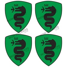 Car sticker x4 Alfa Romeo Green Shield 75x75mm decals Car bumper window panel