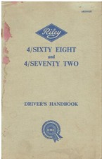 RILEY 4/68 & 4/72 SALOON ORIGINAL 1962 OWNERS INSTRUCTION & MAINTENANCE HANDBOOK