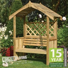 New wooden garden arbour - garden,