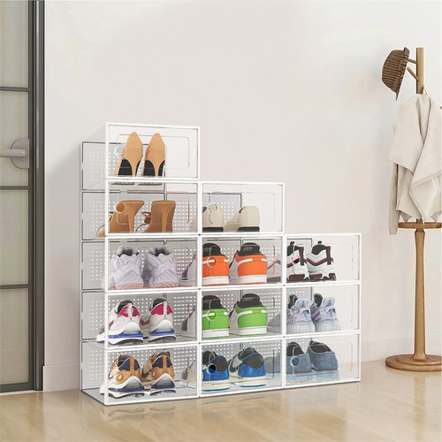 12x plastic shoe storage boxes - plastic,