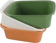 Cadine 3-Pack Plastic Washing Basin Bowl, Colorful Rectangular Cleaning Wash Bo