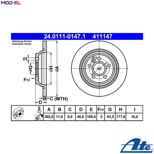 Brake disc 0111 0147 1 - brake, 24.0111-0147.1