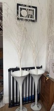 Pair Of Wooden Floor Standing Martini Glasses With White Branch (can Be Removed)