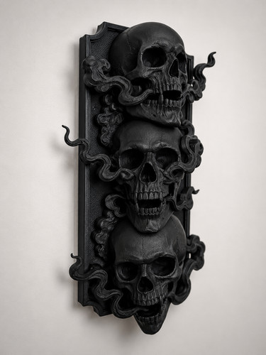 Triple skull wall sculpture - skull,